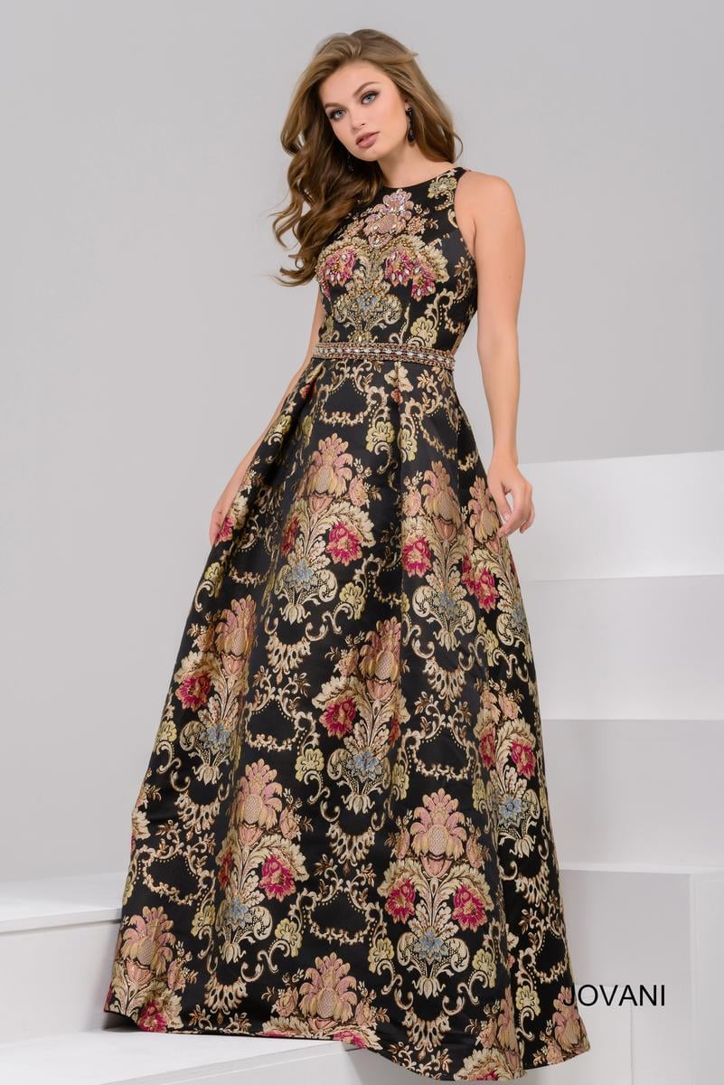JOVANI Style 48394 Size 8 Mint Floral Brocade