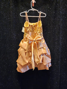 SHARI GIRL Style D522 Size 6T Gold Sequin Bow