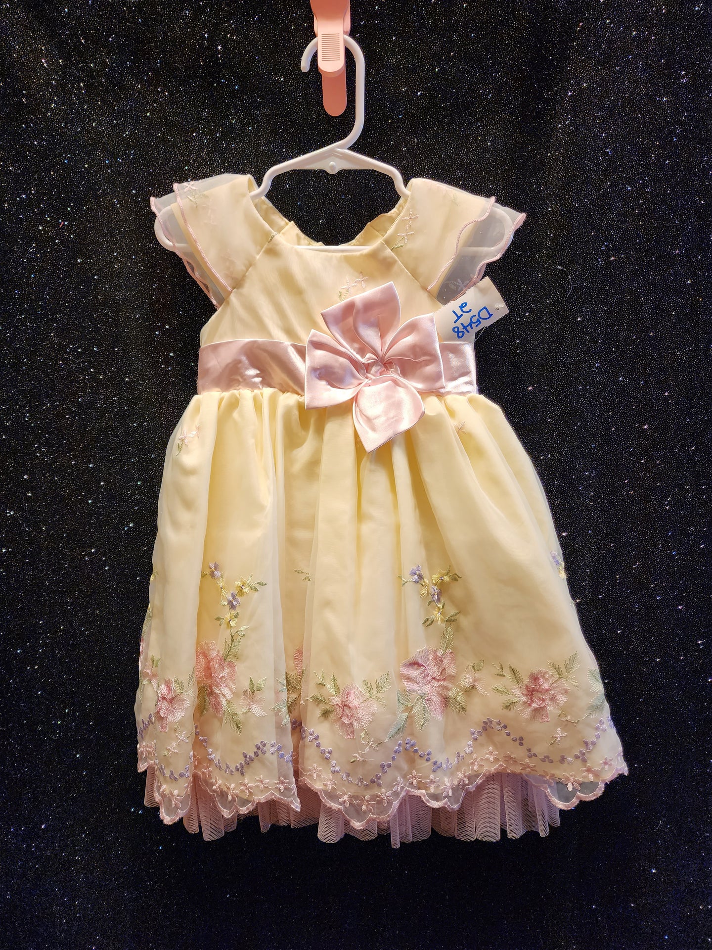 JONA MICHELLE Style D548 Size 2T Yellow Pink Bow
