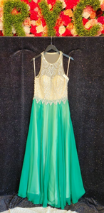 DAVE & JOHNNY Style 3506 Size 12 Emerald/Beige