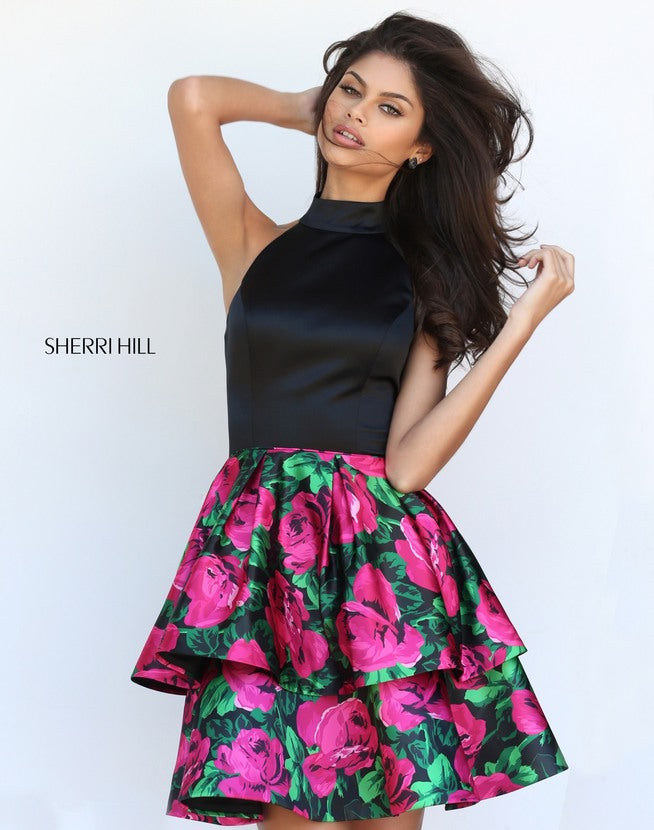 SHERRI HILL Style 50721 Size 10 Blk/Red Print