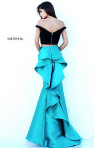 SHERRI HILL Style 50750 Size 6 Black/Teal