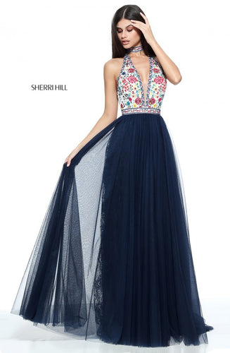 SHERRI HILL Style 51023 Size 0 Navy/Multi