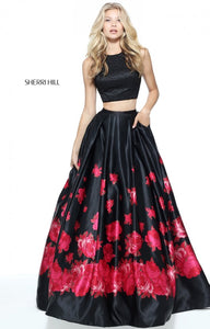 SHERRI HILL Style 51100 Size 4 lvory/Red Print