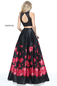 SHERRI HILL Style 51100 Size 4 lvory/Red Print