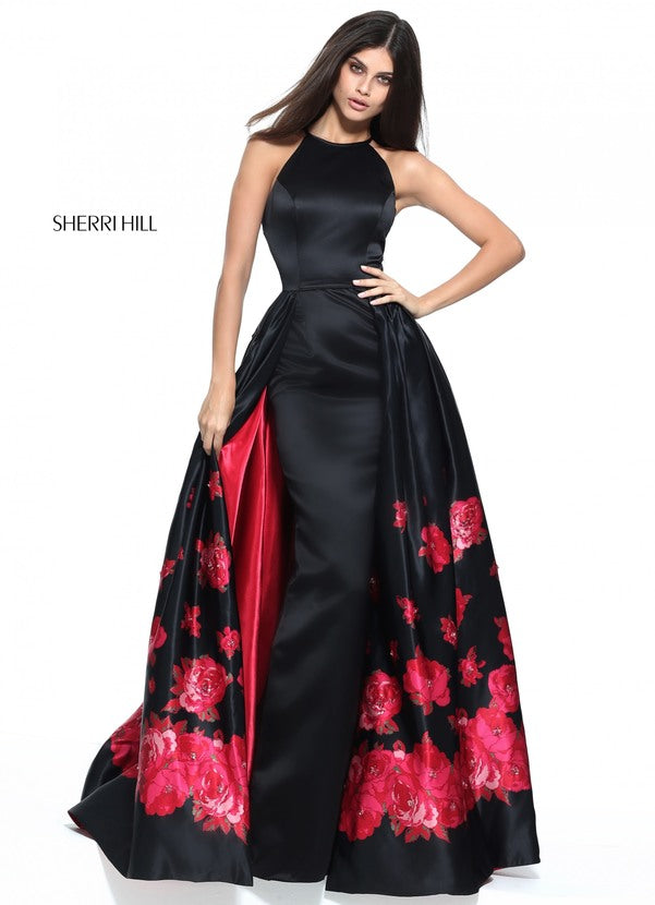 SHERRI HILL Style 51193 Size 8 Black/Red Print Enchanted Formals SHERRI HILL Style 51193 Size 8 Black/Red Print Enchanted Formals