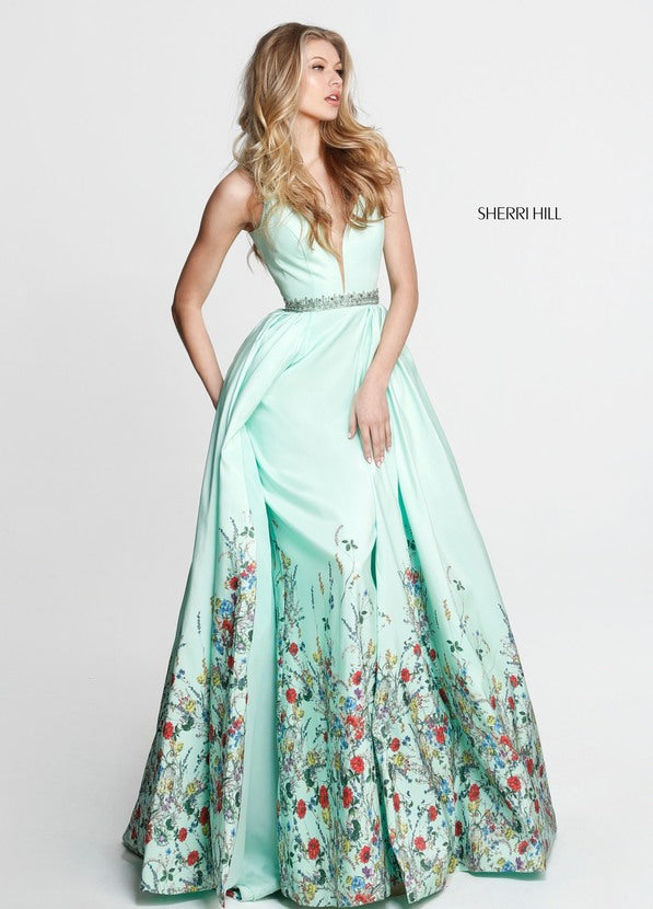 SHERRI HILL Style 51232 Size 8 Green Print