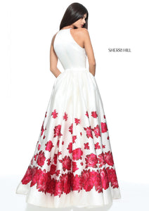 SHERRI HILL Style 51193 Size 4 lvory/Red Print